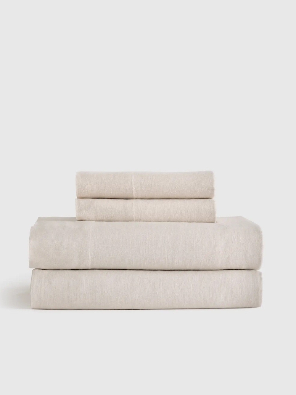 NEW Quince Full European Linen Sheet 4 Pc Set, Light Tan